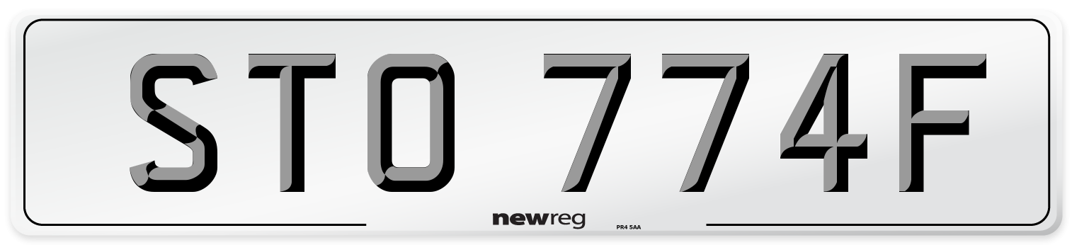 STO 774F Number Plate from New Reg
